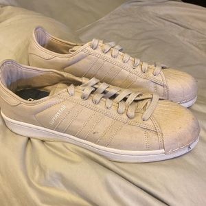 Adidas Superstars, cream and white, almost brand new. Only worn a few times.